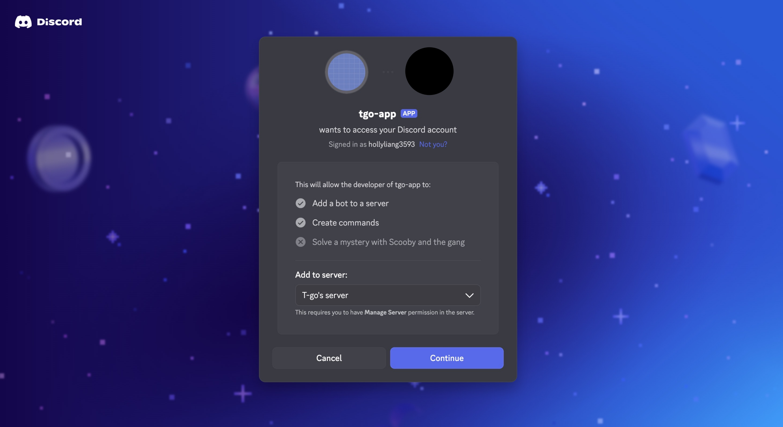 Select server - step 3.4