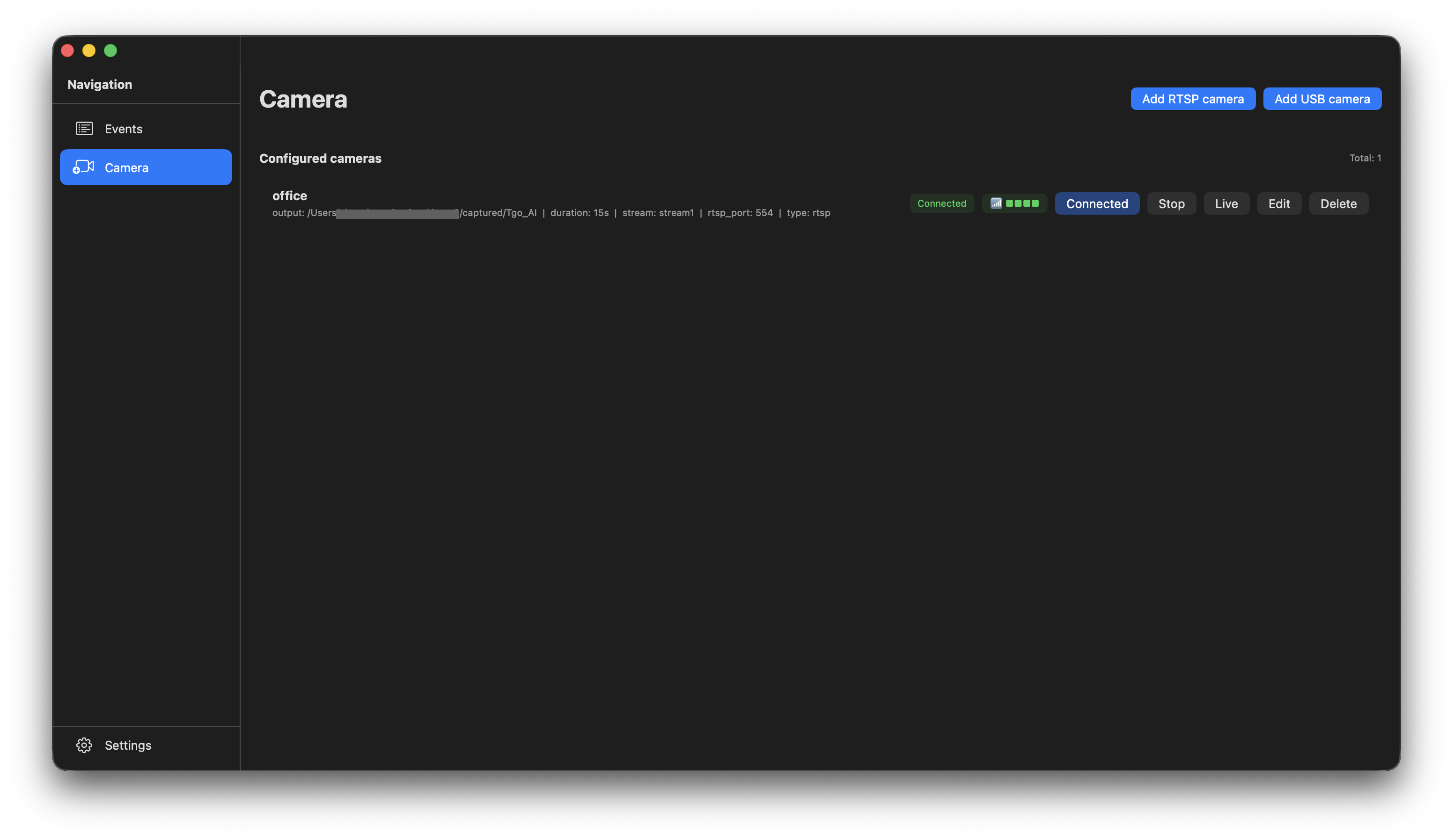 Live test and start recording
