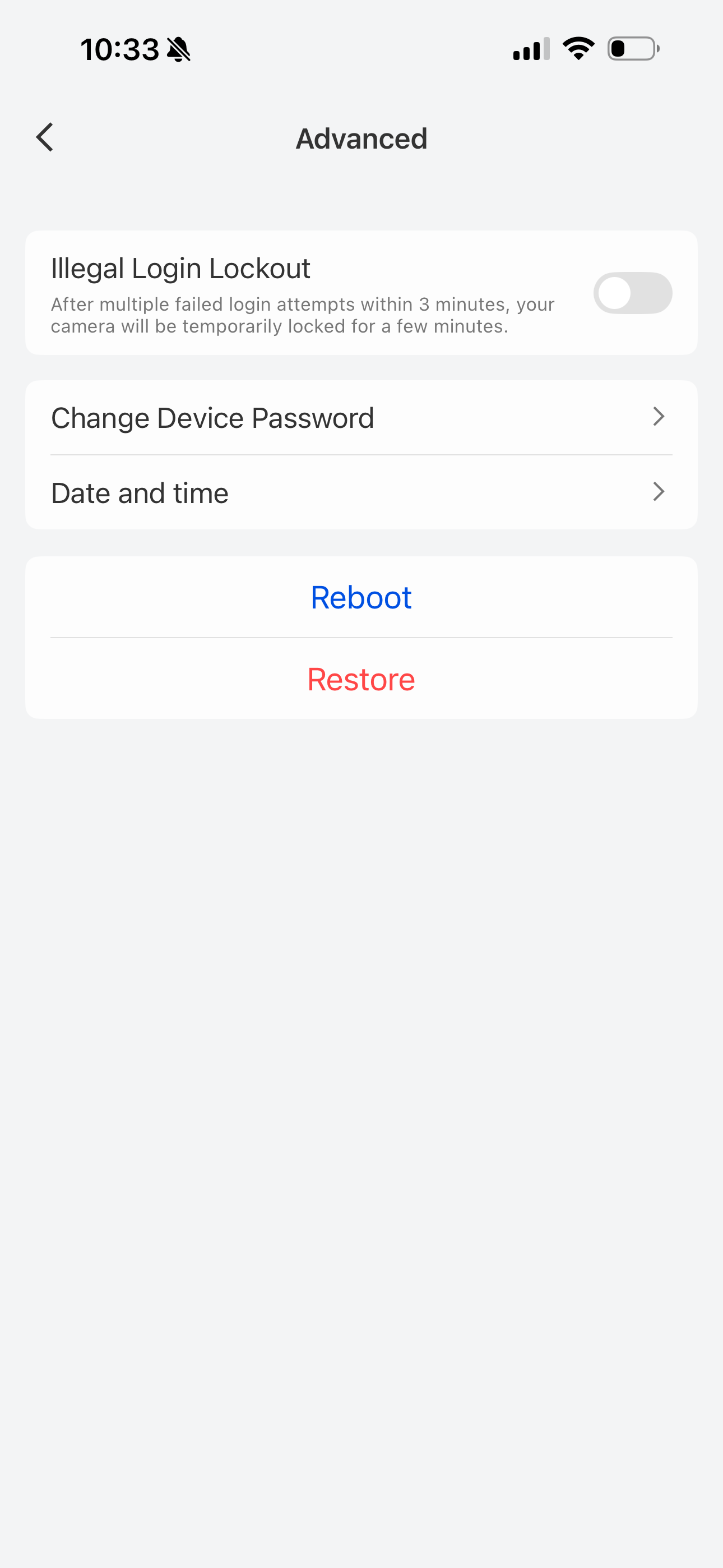 Configure RTSP account username and password